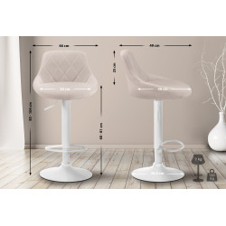 Tabouret de bar Lazio, tissu, blanc/crème