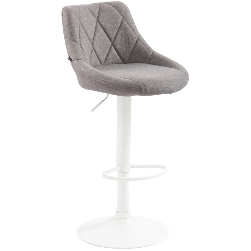 Tabouret de bar Lazio, tissu, blanc/gris