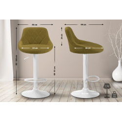 Tabouret de bar Lazio, tissu, blanc/vert