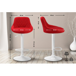 Tabouret de bar Lazio, tissu blanc rouge