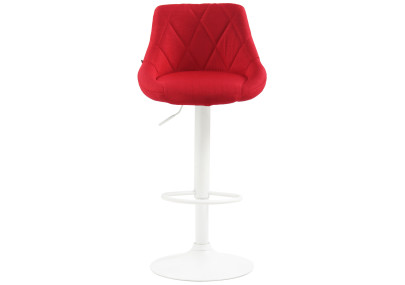 Tabouret de bar Lazio, tissu, blanc/rouge