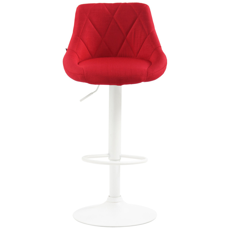 Tabouret de bar Lazio, tissu, blanc/rouge