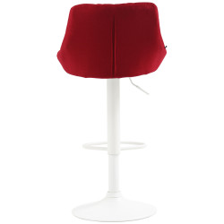 Tabouret de bar Lazio, tissu blanc rouge