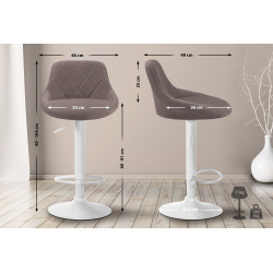 Tabouret de bar Lazio, tissu, blanc/taupe