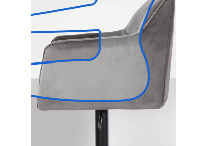 Tabouret de bar Damaso B, velours gris