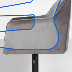 Tabouret de bar Damaso B velours gris