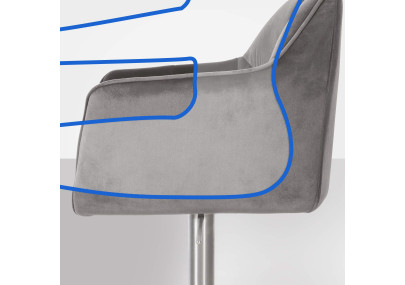 Tabouret de bar Damaso E, velours gris