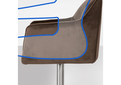 Tabouret de bar Damaso E, velours, marron