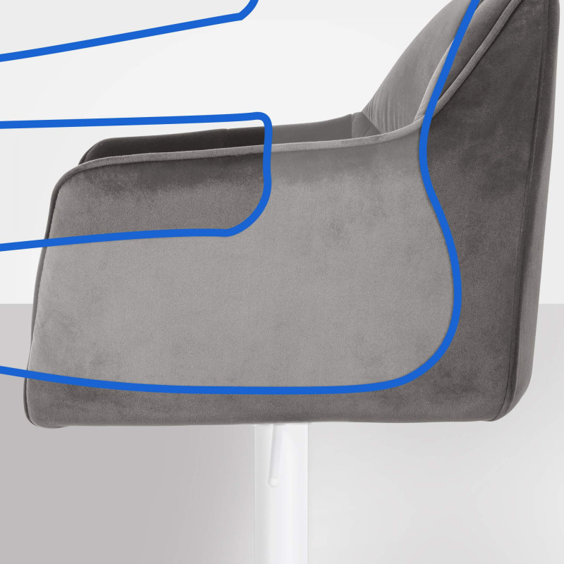 Tabouret de bar Damaso W en velours gris