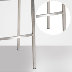 Tabouret de bar Damaso E en velours gris, piètement à 4 pieds