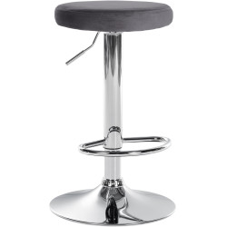 Tabouret de bar en velours Ponte, chromé, gris foncé
