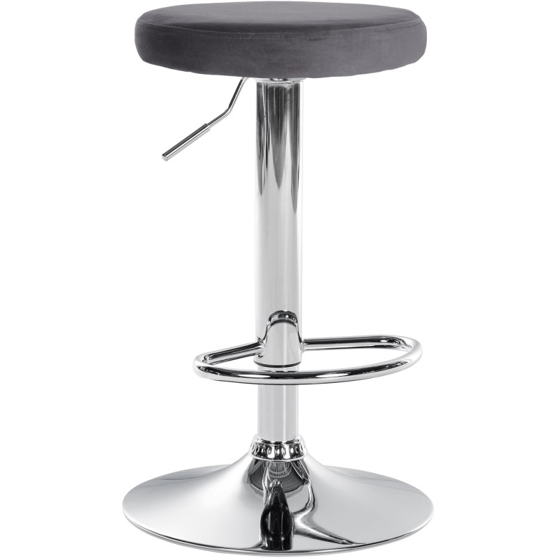Tabouret de bar en velours Ponte, chromé gris foncé