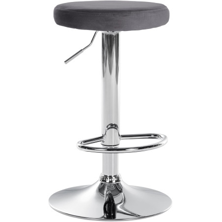 Tabouret de bar en velours Ponte, chromé gris foncé