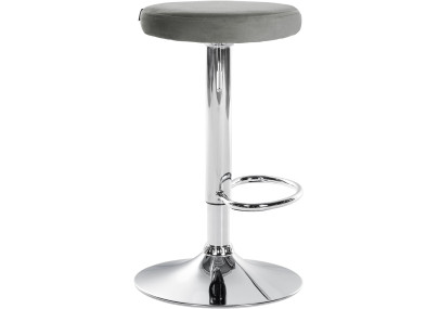 Tabouret de bar en velours Ponte, gris chromé