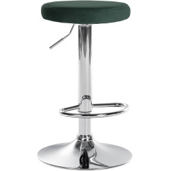 Tabouret de bar en velours Ponte, chromé vert