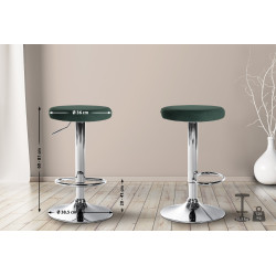 Tabouret de bar en velours Ponte, chromé vert