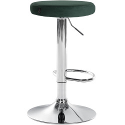 Tabouret de bar en velours Ponte, chromé vert