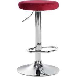 Tabouret de bar en velours Ponte, chromé rouge