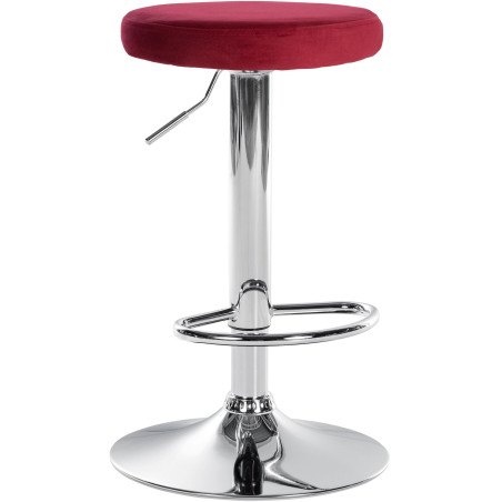 Tabouret de bar en velours Ponte, rouge chromé