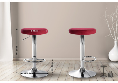 Tabouret de bar Ponte velours chrome rouge