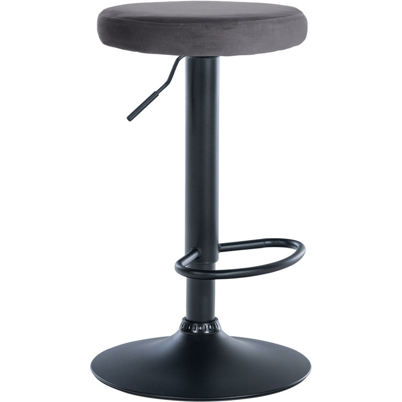 Tabouret de bar en velours Ponte, noir gris foncé