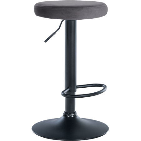 Tabouret de bar en velours Ponte, noir gris foncé