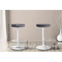 Tabouret de bar Ponte, velours, blanc/gris foncé