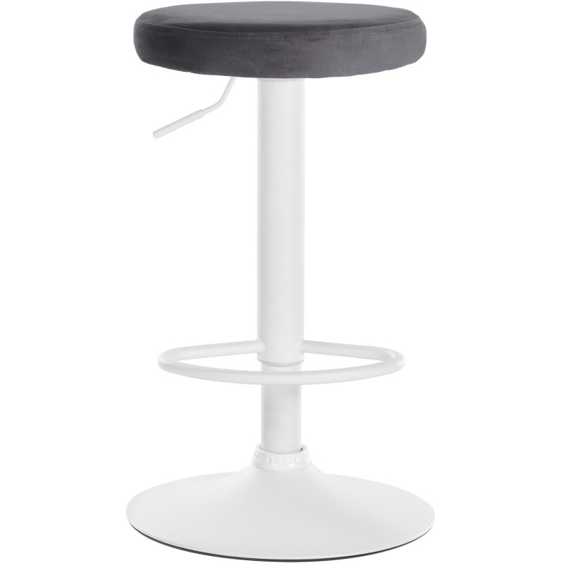 Tabouret de bar Ponte, velours, blanc/gris foncé