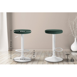 Tabouret de bar en velours Ponte, blanc/vert