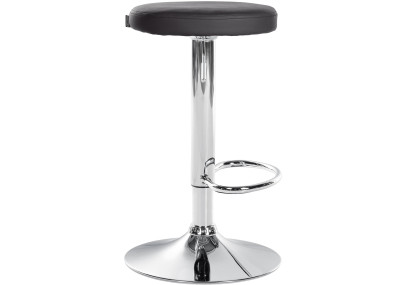 Tabouret de bar Ponte, similicuir, chrome, noir