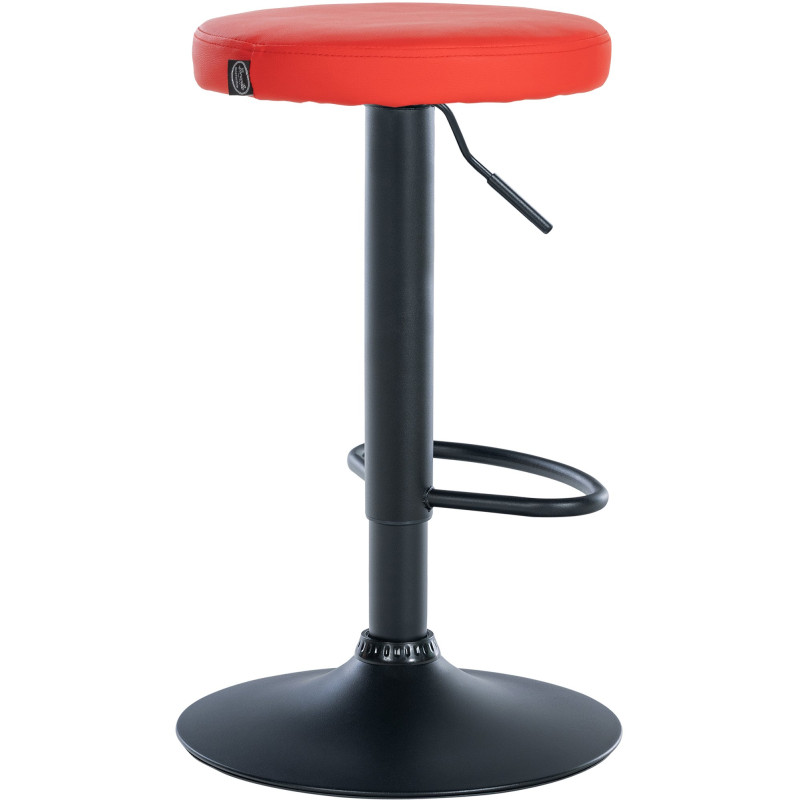 Tabouret de bar Ponte, similicuir, noir/rouge