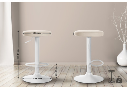 Tabouret de bar Ponte simili cuir blanc crème