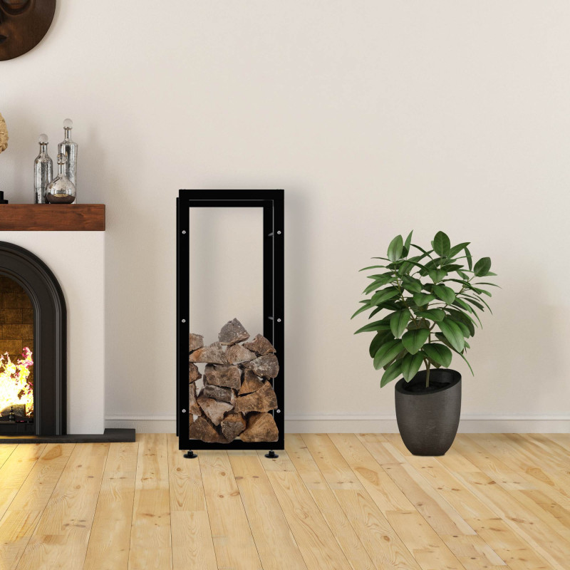 Esclusivo portalegna KERI V2 in metallo nero,25x40x100 cm