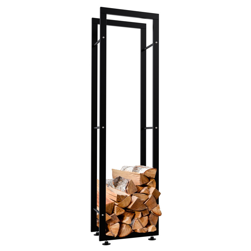 Leñero Keri de metal negro Negro,25x40x150 cm