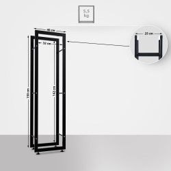 Leñero Keri de metal negro Negro,25x40x150 cm