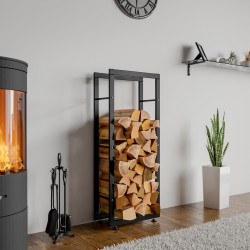 Esclusivo portalegna KERI V2 in metallo nero,25x40x150 cm