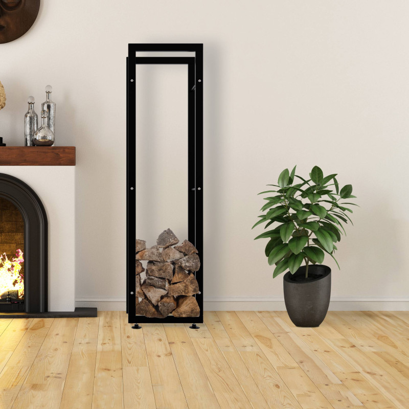 Esclusivo portalegna KERI V2 in metallo nero,25x40x150 cm