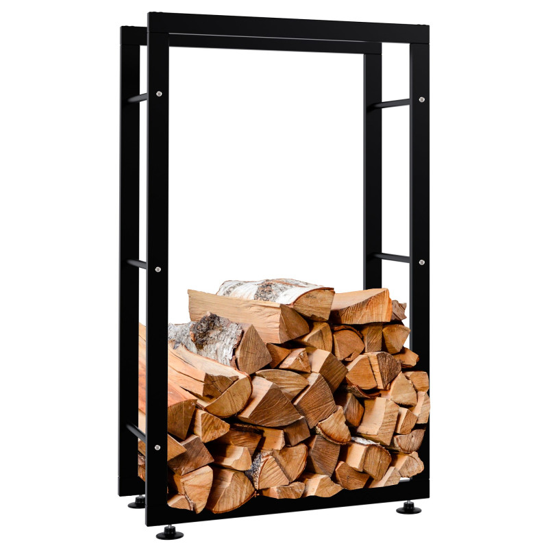 Esclusivo portalegna KERI V2 in metallo nero,25x60x100 cm