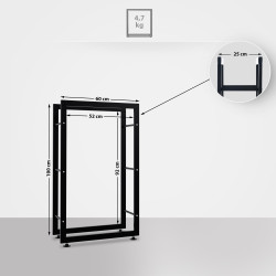 Esclusivo portalegna KERI V2 in metallo nero,25x60x100 cm