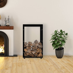 Esclusivo portalegna KERI V2 in metallo nero,25x60x100 cm