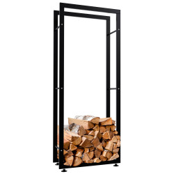 Leñero Keri de metal negro Negro,25x60x150 cm