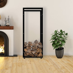 Esclusivo portalegna KERI V2 in metallo nero,25x60x150 cm