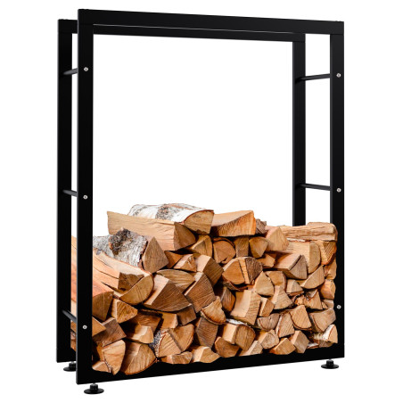 Esclusivo portalegna KERI V2 in metallo nero,25x80x100 cm