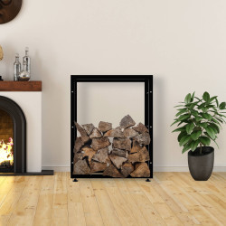 Esclusivo portalegna KERI V2 in metallo nero,25x80x100 cm