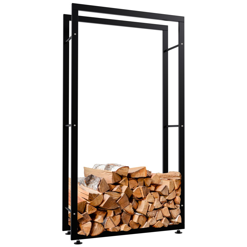 Leñero Keri de metal negro Negro,25x80x150 cm