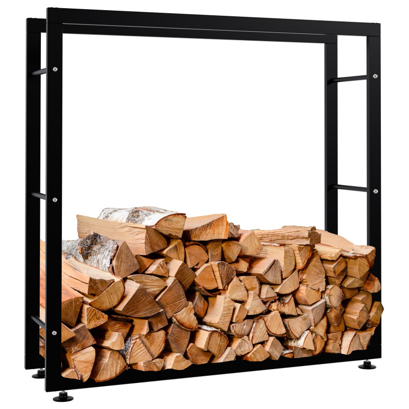 Esclusivo portalegna KERI V2 in metallo nero,25x100x100 cm