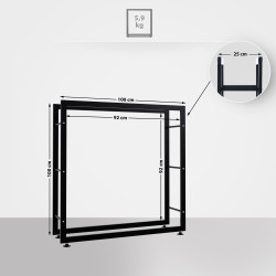 Esclusivo portalegna KERI V2 in metallo nero,25x100x100 cm