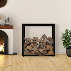 Esclusivo portalegna KERI V2 in metallo nero,25x100x100 cm