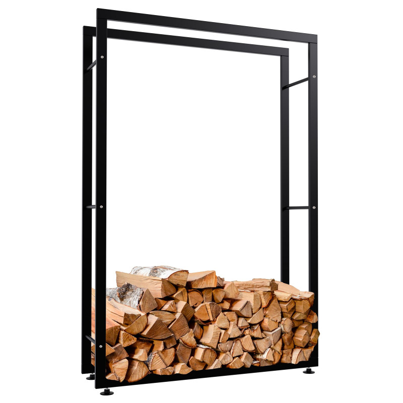 Esclusivo portalegna KERI V2 in metallo nero,25x100x150 cm