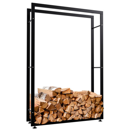 Esclusivo portalegna KERI V2 in metallo nero,25x100x150 cm